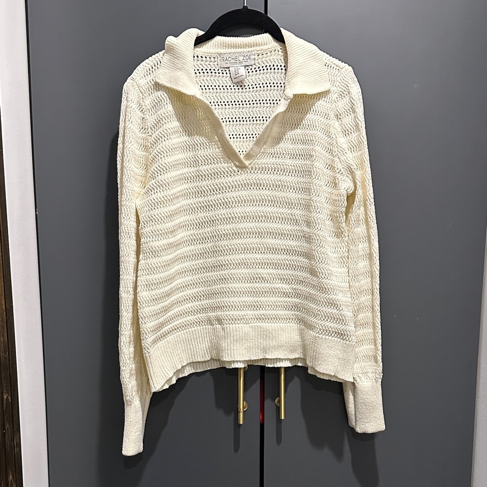 Rachel Zoe Cream V-Neck Sweater
